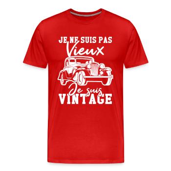 Je ne suis pas vieux je suis vintage - T-shirt bio Premium Homme - rouge - Devant - Damien (186cm)
