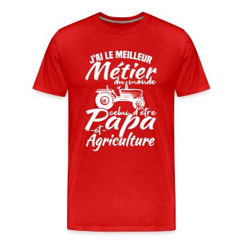 Papa et agriculture - T-shirt bio Premium Homme - rouge - Devant - Damien (186cm)