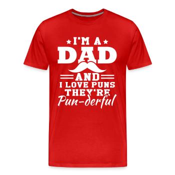 J’adore les jeux de mots | Hommes | Blague de Papa - T-shirt bio Premium Homme - rouge - Devant - Damien (186cm)