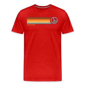 Amsterdam Retro Peace-Zeichen 60er 1960er Bohème - Männer Premium Bio T-Shirt - Rot - Vorne - Damien (186cm)