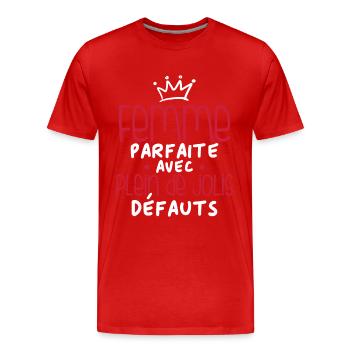 Femme parfaite avec plein de jolis défauts - T-shirt bio Premium Homme - rouge - Devant - Damien (186cm)