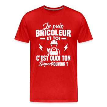 Je suis bricoleur - T-shirt bio Premium Homme - rouge - Devant - Damien (186cm)