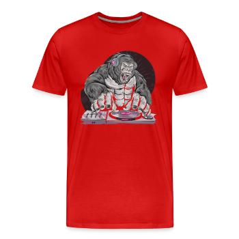 GORILLE MUSIQUE HIP HOP - T-shirt bio Premium Homme - rouge - Devant - Damien (186cm)