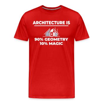 Architektur Lustig🏰: 90% Geometrie, 10% Magie - Männer Premium Bio T-Shirt - Rot - Vorne - Damien (186cm)