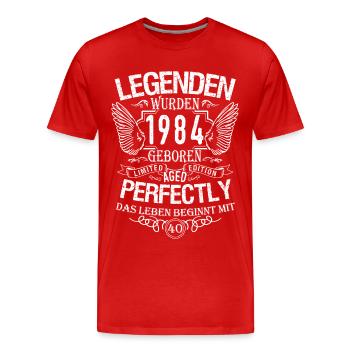 40. Geburtstag, 1984 - Männer Premium Bio T-Shirt - Rot - Vorne - Damien (186cm)