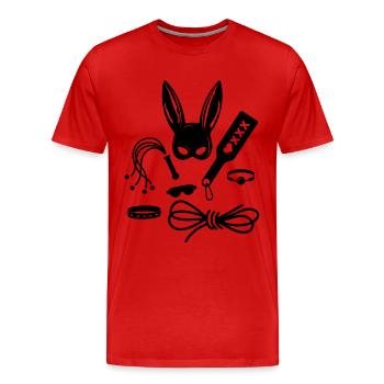 Kinky Latex Bondage Peitsche Maske BDSM Fun Party - Männer Premium Bio T-Shirt - Rot - Vorne - Damien (186cm)