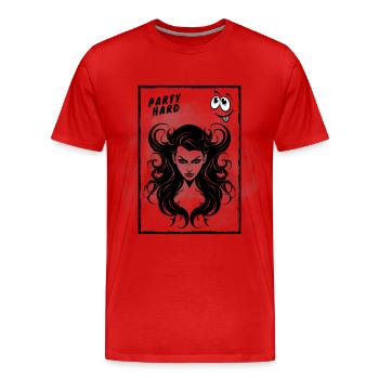 Party Hard Comic Spruch Lustig Humor Outfit - Männer Premium Bio T-Shirt - Rot - Vorne - Damien (186cm)