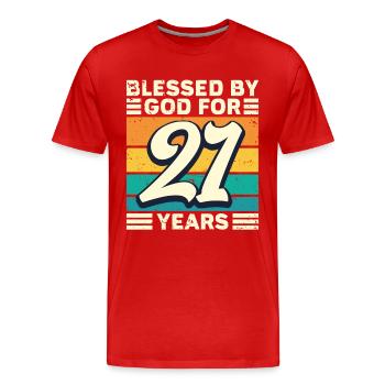 21 Birthday Gift Years Funny Saying - Men's Premium Organic T-Shirt - red - Front - Damien (186cm)