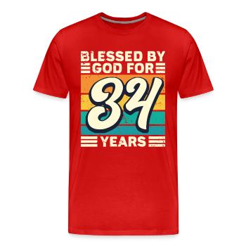 34 Birthday Gift Years Funny Saying - Men's Premium Organic T-Shirt - red - Front - Damien (186cm)