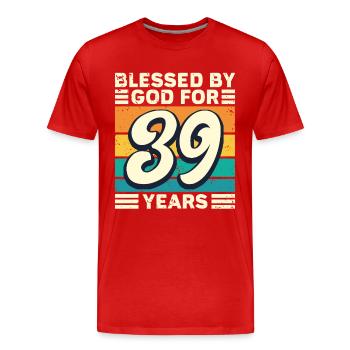 39 Birthday Gift Years Funny Saying - Men's Premium Organic T-Shirt - red - Front - Damien (186cm)
