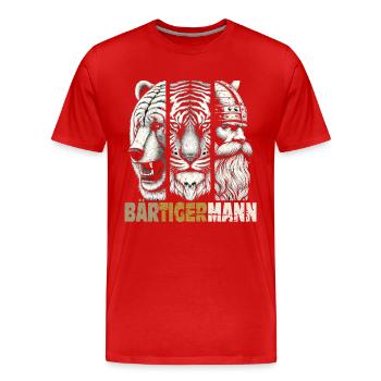 Bärtigermann Bär Tiger Mann Geschenk Bart - Männer Premium Bio T-Shirt - Rot - Vorne - Damien (186cm)