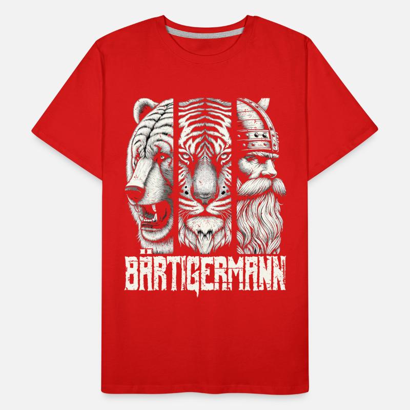 Bärtigermann Bär Tiger Mann Geschenk Bart Männer Premium Bio T-Shirt
