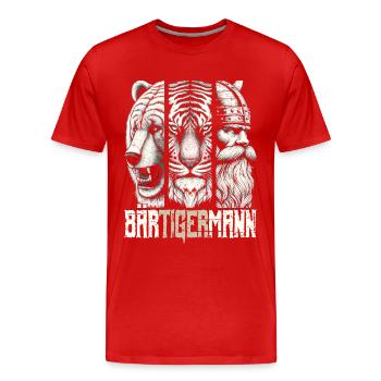 Bärtigermann Bär Tiger Mann Geschenk Bart - Männer Premium Bio T-Shirt - Rot - Vorne - Damien (186cm)