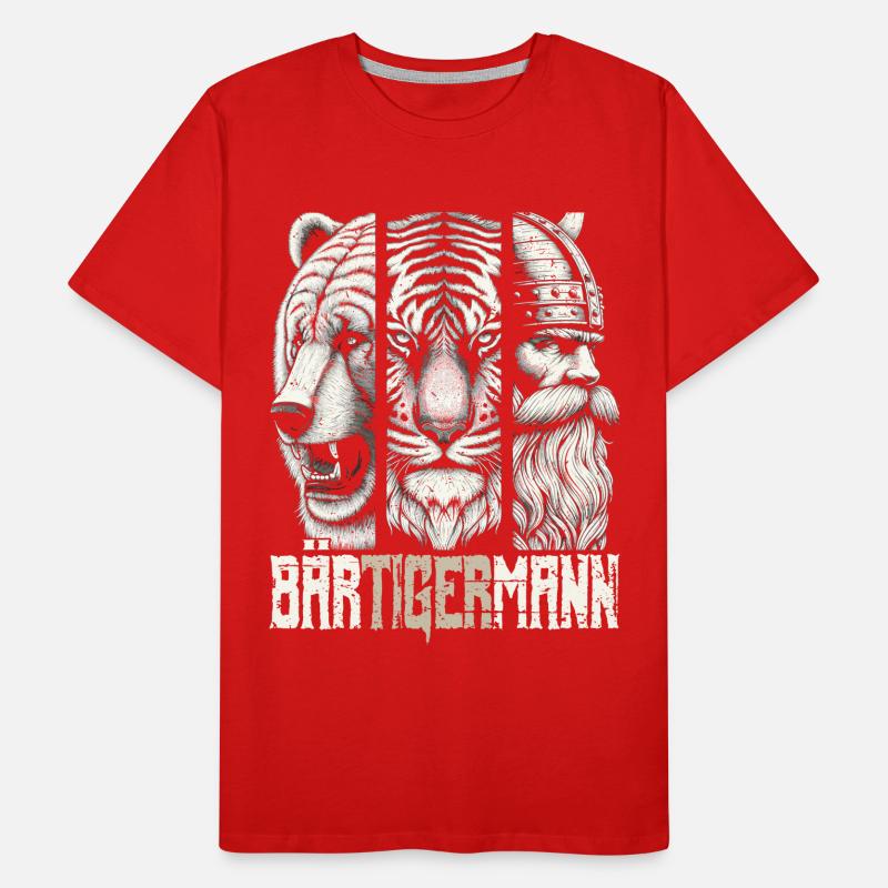 Bärtigermann Bär Tiger Mann Geschenk Bart Männer Premium Bio T-Shirt