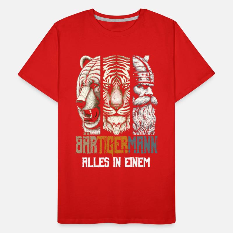 Bärtigermann Bär Tiger Mann Geschenk Bart Männer Premium Bio T-Shirt