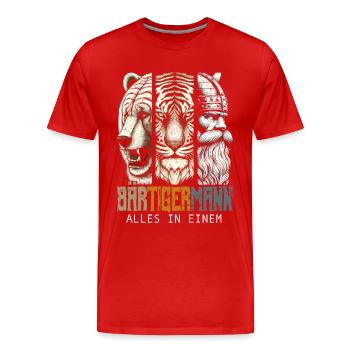 Bärtigermann Bär Tiger Mann Geschenk Bart - Männer Premium Bio T-Shirt - Rot - Vorne - Damien (186cm)