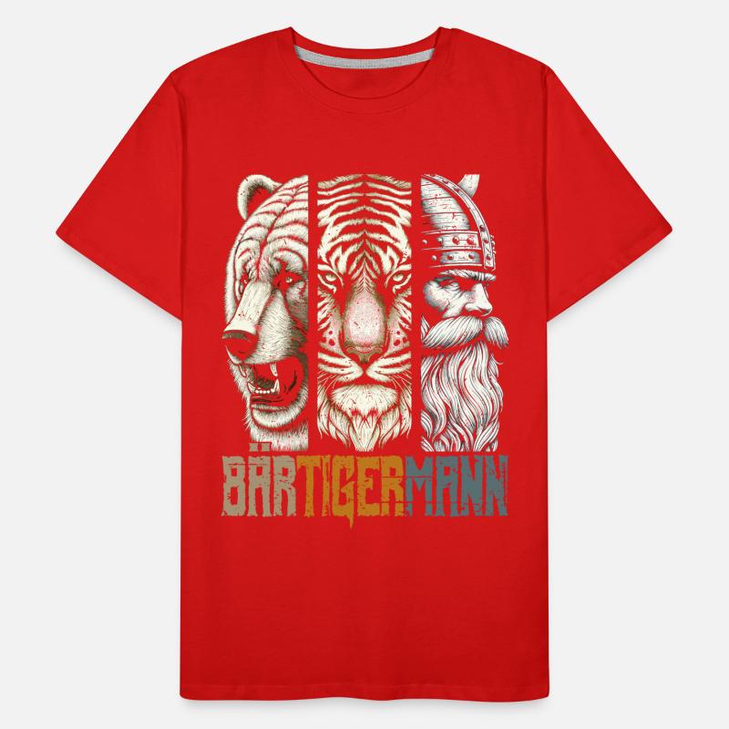 Bärtigermann Bär Tiger Mann Geschenk Bart Männer Premium Bio T-Shirt