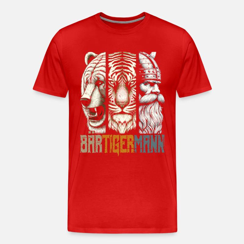 Bärtigermann Bär Tiger Mann Geschenk Bart - Männer Premium Bio T-Shirt - Rot