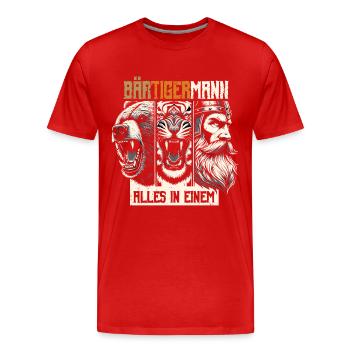 Bärtigermann Bär Tiger Mann Geschenk Bart - Männer Premium Bio T-Shirt - Rot - Vorne - Damien (186cm)