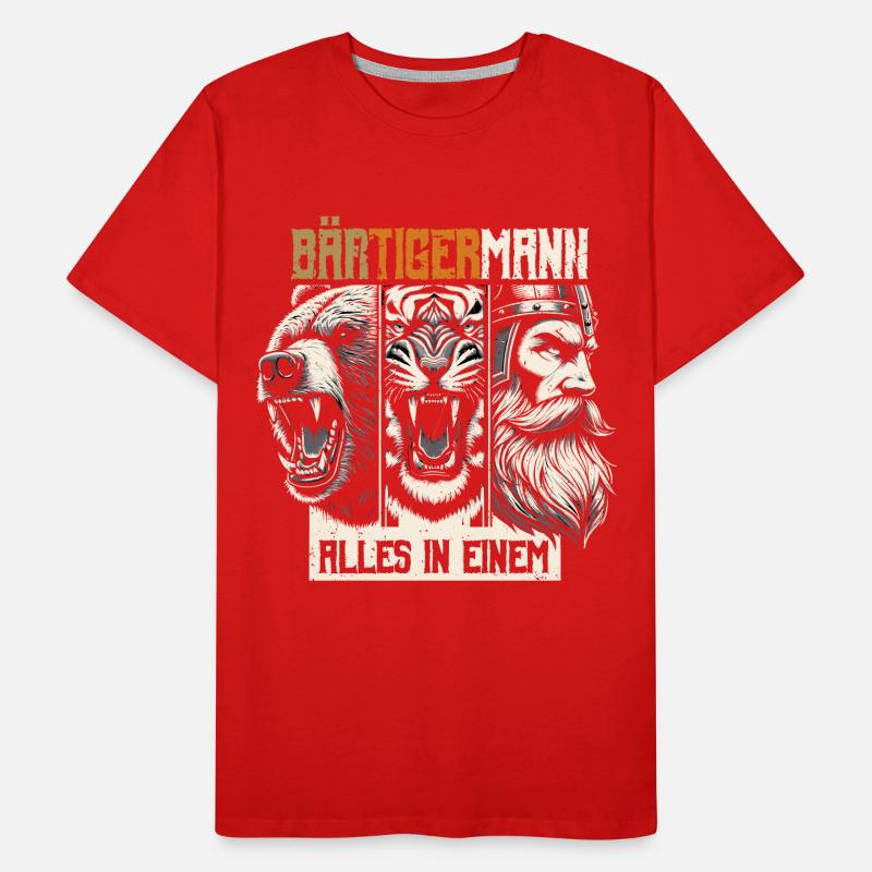 Bärtigermann Bär Tiger Mann Geschenk Bart Männer Premium Bio T-Shirt
