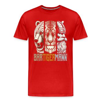 Bärtigermann Bär Tiger Mann Geschenk Bart - Männer Premium Bio T-Shirt - Rot - Vorne - Damien (186cm)