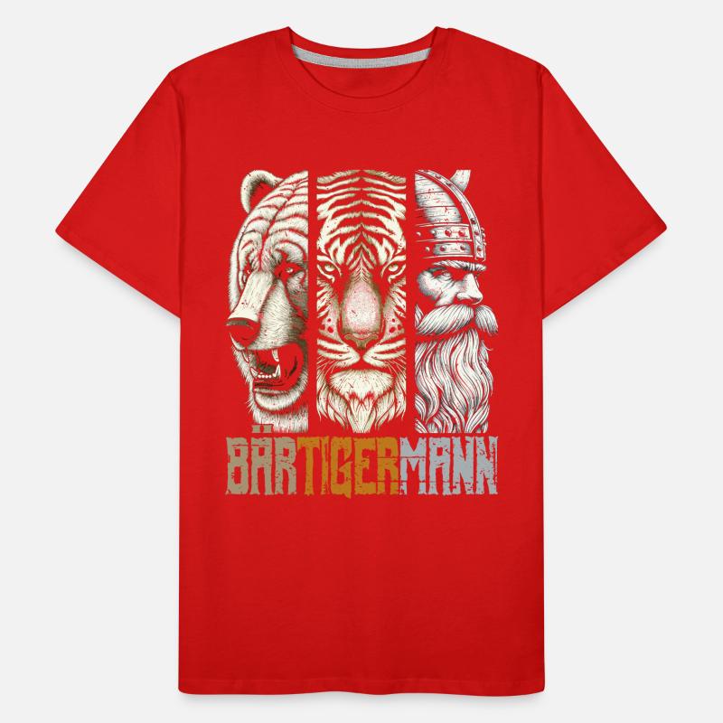 Bärtigermann Bär Tiger Mann Geschenk Bart Männer Premium Bio T-Shirt