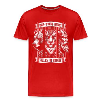 Bärtigermann Bär Tiger Mann Geschenk Bart - Männer Premium Bio T-Shirt - Rot - Vorne - Damien (186cm)