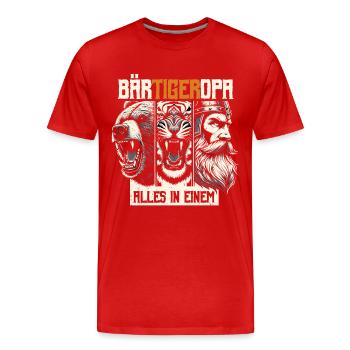 Grand-père barbu ours tigre grand-père cadeau barbe barbe porteur de barbe - T-shirt bio Premium Homme - rouge - Devant - Damien (186cm)