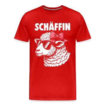 Chef Chefin Schaf Geschenk Schäfin Spruch - Männer Premium Bio T-Shirt - Rot - Vorne - Damien (186cm)