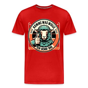 Schaf Motivation Prüfung Glück Spruch Geschenk - Männer Premium Bio T-Shirt - Rot - Vorne - Damien (186cm)