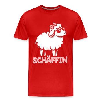 Chef Chefin Schaf Geschenk Schäfin Spruch - Männer Premium Bio T-Shirt - Rot - Vorne - Damien (186cm)