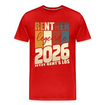 Rente Geschenk 2026 Rentner Ruhestand Spruch - Männer Premium Bio T-Shirt - Rot - Vorne - Damien (186cm)