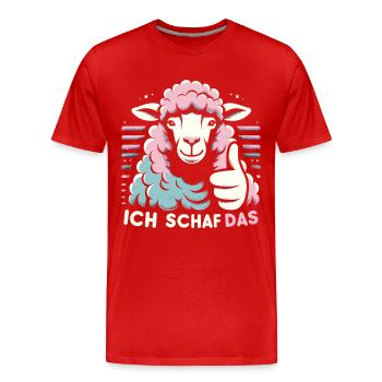 Schaf Motivation Prüfung Glück Spruch Geschenk - Männer Premium Bio T-Shirt - Rot - Vorne - Damien (186cm)