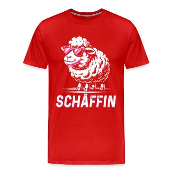 Chef Chefin Schaf Geschenk Schäfin Spruch - Männer Premium Bio T-Shirt - Rot - Vorne - Damien (186cm)