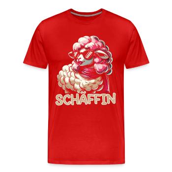 Chef Chefin Schaf Geschenk Schäfin Spruch - Männer Premium Bio T-Shirt - Rot - Vorne - Damien (186cm)