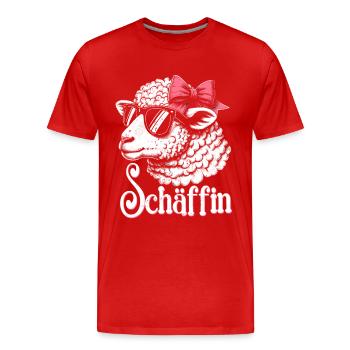 Chef Chefin Schaf Geschenk Schäfin Spruch - Männer Premium Bio T-Shirt - Rot - Vorne - Damien (186cm)