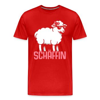 Chef Chefin Schaf Geschenk Schäfin Spruch - Männer Premium Bio T-Shirt - Rot - Vorne - Damien (186cm)