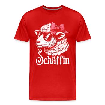 Chef Chefin Schaf Geschenk Schäfin Spruch - Männer Premium Bio T-Shirt - Rot - Vorne - Damien (186cm)