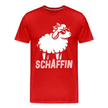 Chef Chefin Schaf Geschenk Schäfin Spruch - Männer Premium Bio T-Shirt - Rot - Vorne - Damien (186cm)
