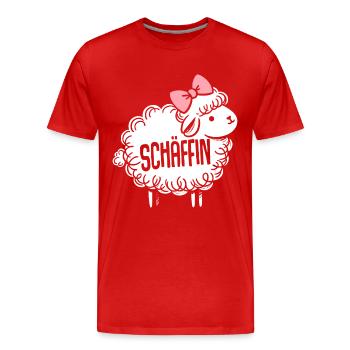 Chef Chefin Schaf Geschenk Schäfin Spruch - Männer Premium Bio T-Shirt - Rot - Vorne - Damien (186cm)