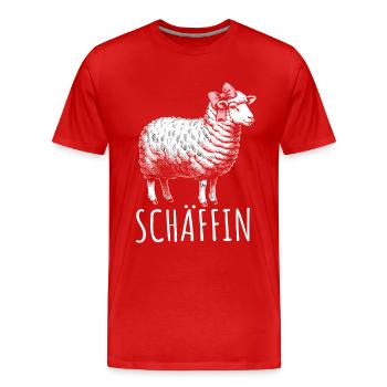 Chef Chefin Schaf Geschenk Schäfin Spruch - Männer Premium Bio T-Shirt - Rot - Vorne - Damien (186cm)