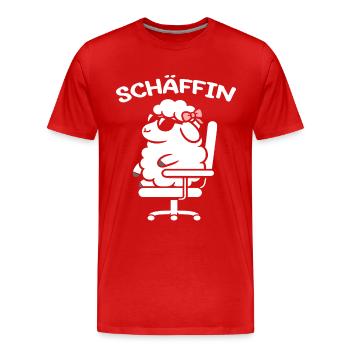 Chef Chefin Schaf Geschenk Schäfin Spruch - Männer Premium Bio T-Shirt - Rot - Vorne - Damien (186cm)