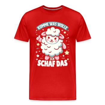 Schaf Motivation Prüfung Glück Spruch Geschenk - Männer Premium Bio T-Shirt - Rot - Vorne - Damien (186cm)