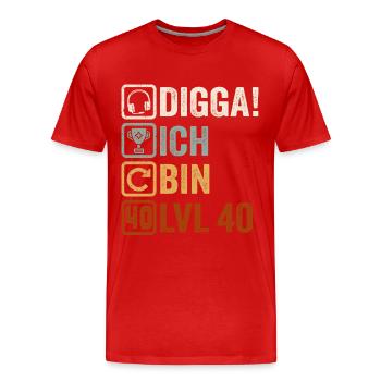 40th Birthday Gift 40th Gamer Gamer Saying - Men's Premium Organic T-Shirt - red - Front - Damien (186cm)