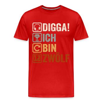 12th Birthday Gift 12th Gamer Gamer Saying - Men's Premium Organic T-Shirt - red - Front - Damien (186cm)