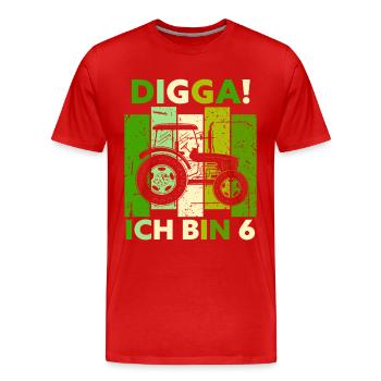 6e anniversaire garçon tracteur cadeau agriculteur - T-shirt bio Premium Homme - rouge - Devant - Damien (186cm)