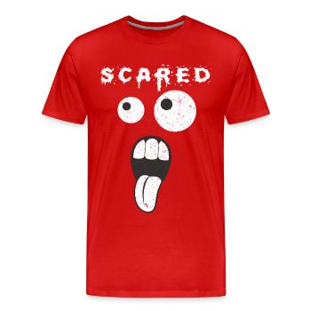 Graphique drôle et effrayé - T-shirt bio Premium Homme - rouge - Devant - Damien (186cm)