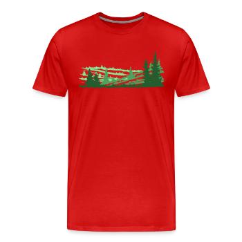 Waldlandschaft in Farbe. Einfach und schön. - Männer Premium Bio T-Shirt - Rot - Vorne - Damien (186cm)