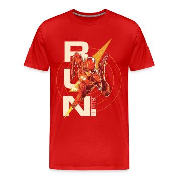 The Flash Lettering RUN. - Men's Premium Organic T-Shirt - red - Front - Damien (186cm)