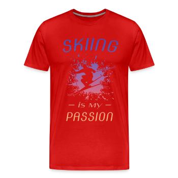 Skiing is my passion - Männer Premium Bio T-Shirt - Rot - Vorne - Damien (186cm)